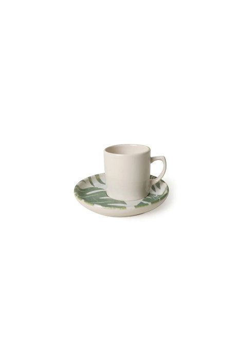 Hermia Juego de Tazas de Café Blanco y Verde de 12 Piezas